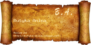 Butyka Anina névjegykártya